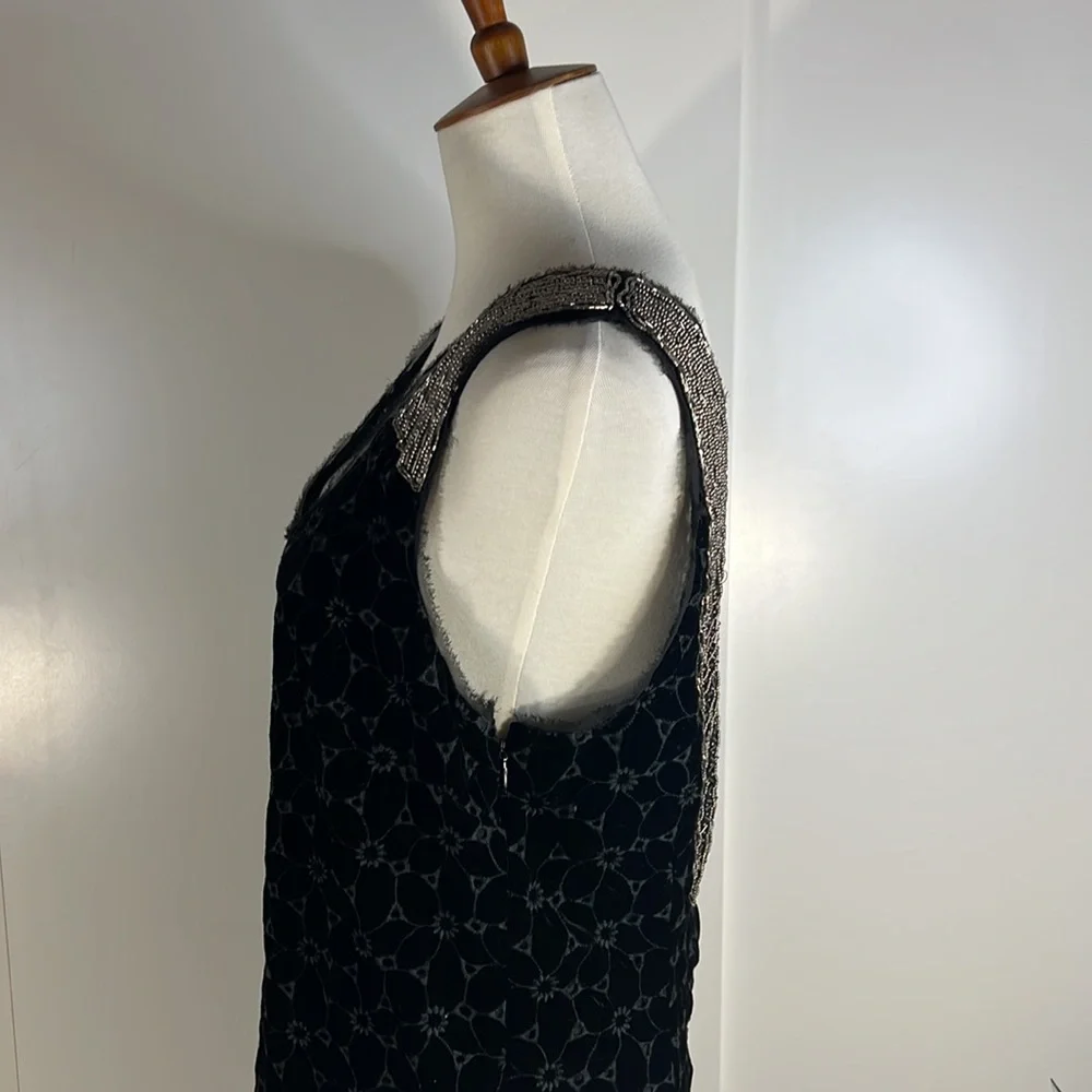 FREE PEOPLE black velvet beaded neck shift dress - Picture 9 of 16